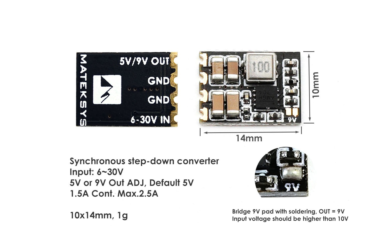 Micro BEC 6-30V to 5V/9V, 3pcs/pkg