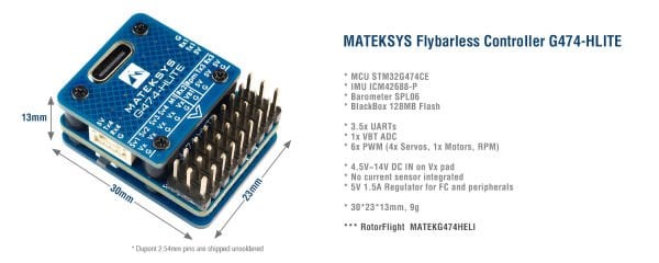 G474-HLite Helicopter Flybarless Uçuş Kontrol Kartı